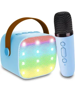 Mini Máquina de Karaoke para Niños y Adultos, Regalo de Navidad para Niñas y Niños de 4 a 12 Años, Regalos de Karaoke para Chicas de 4, 5, 6, 7, 8, 9, 10, 12 +Años - Azul Single Wheat con Luz