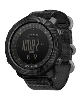 Reloj Táctico al Aire Libre para Hombre North Edge Apache - Altimetro, Barómetro, Podómetro, Resistente al Agua 5ATM, Retroiluminación EL, Dial Grande, Perfecto para Senderismo y Aventuras de Supervivencia