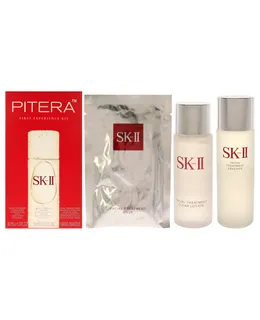 Kit Primera Experiencia Pitera por SK-II para Unisex - 3 Piezas 2.5oz Esencia de Tratamiento Facial, 1oz Loción de Tratamiento Facial Clara, 1 Pieza Máscara de Tratamiento Facial