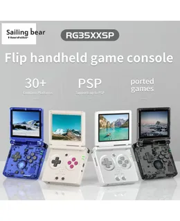 AMPOWN RG35XXSP Consola de Juego Retro PSP Portátil con Funda Plegable y Juego en Línea Inalámbrico-plata