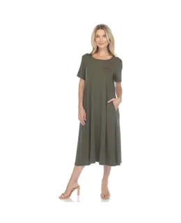 Vestido Midi de Manga Corta para Mujer