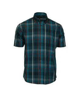 Camisa de Manga Corta a Cuadros Plaid para Hombre Gioberti