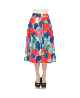 falda midi acampanada con estampado de hojas para mujer