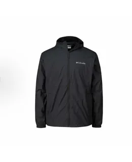 Chaqueta Columbia Impermeable Sólida con Capucha y Cremallera para Hombre Negro