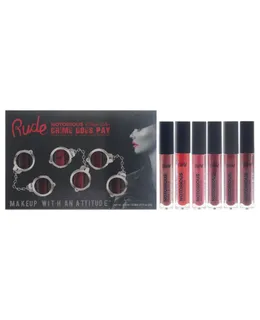 Crime Hace Paga Notorious - Oscuro por Rude Cosmetics para Mujeres - 6 Pc 0.084oz Labial - Amuleto, 0.084oz Labial - Enchanting, 0.084oz Labial - Hipnótico, 0.084oz Labial - Secreto, 0.084oz Labial - Seductora, 0.084oz Labial - Hechicera