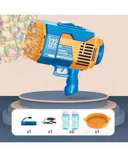 69-agujeros pistola de burbujas bazooka juguete de mano para niños máquina de burbujas iluminada gatling automática totalmente automática para exteriores regalo de verano para niños máquina sopladora de burbujas púrpura versión de carga de 132 agujeros [azul]