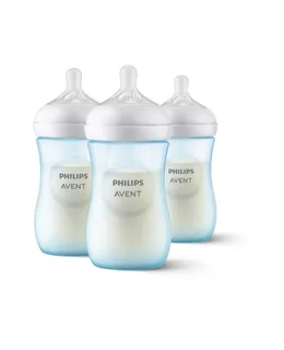 Philips AVENT Botella Natural para Bebé con Tetina Natural Response, 1m+, Flujo 3, 237 ml, Azul, 3 unidades
