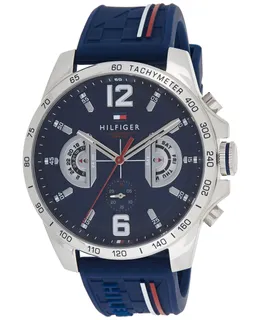 Reloj Tommy Hilfiger para Hombre | Colección Decker | Modelo 1791476 | Caja Redonda | Ø 46mm Acero Inoxidable | Cierre Hebilla | Movimiento Cuarzo | Dial Azul | Cristal Mineral | Correa Silicona Azul | 30m / 3 ATM | Línea Deportiva