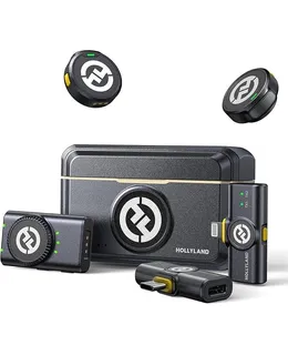 Microfono Inalámbrico Hollyland Lark M2 para iPhone/Cámara/Android/PC, Audio de Alta Fidelidad 48kHz/24-bit, Rango de 300m, Cancelación de Ruido, 40h de Uso, YouTube, Vlog, Streaming (2TX + 3RX + Estuche de Carga)