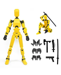 Figura de Acción Titan 13, Figura de Acción Robot Afortunado 13, Figuras de Acción Multi Articulables 3D Imprimidas Divertidas, Decoraciones de Escritorio Figuras de Acción Nova 13 Regalos de Juego para Niños Adultos (Amarillo)