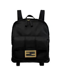 Bolso de Viaje Pequeño Fendi Baguette Logo Oro en Nylon Negro
