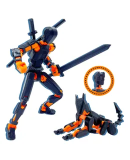 Conjunto de Figuras de Acción T13, Juguetes 3D Impresos Robo 13, Figura de Acción Dummy 13 Titan 13 (Negro + Naranja), 2pcs