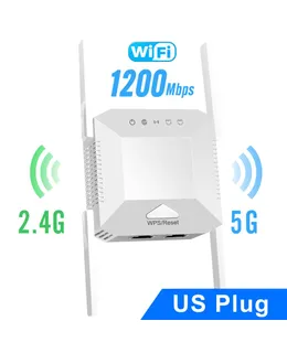 Extender WiFi, 2025 WiFi Booster Más Rápido 1200Mbps Banda Dual (5GHz/2.4GHz) Extender de Señal WiFi para Hogar, Blanco