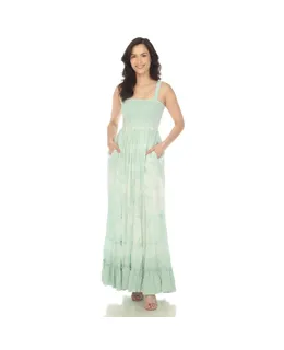 Vestido Maxi Mujer con Volantes y Escote Cuadrado