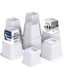 Conjunto de elevadores de cama de 8 piezas - Elevadores de muebles ajustables de deber pesado de 3.5 pulgadas para sofá y sofá, ideal para almacenamiento bajo la cama (Blanco)