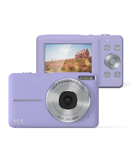 Cámara Digital, Cámara FHD 1080P, Cámara digital compacta con zoom 16X anti-sacudidas, Cámara compacta pequeña para niños y niñas-Tarjeta no incluida-púrpura