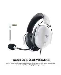 Razer BlackShark V2 X Auriculares de Juego: Compatible con Sonido envolvente 7.1 - Conductores de 50mm - Cojín de Espuma de Memoria - para PC, PS4, Nintendo Switch - Jack de auriculares de 3.5mm - blanco