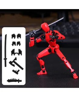 Figura T13 Titans, figuras de acción 3D impresas Titan 13, figura de acción T13 multiarticulada móvil, juguetes de alivio del estrés de oficina, regalos, decoraciones, coleccionables. (1 juego rojo)