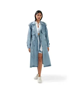 Trench de Denim para Mujeres Belle & Bloom Wild Skies en Lavado Piedra