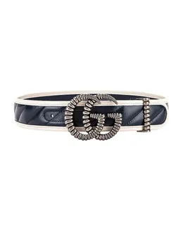 Gucci Marmont Torchon Cinturón GG Azul de Cuero Tamaño 90/36 576202