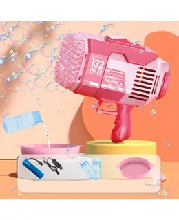 Máquina de burbujas de juguete para niños, Pistola de burbujas con luces coloridas y miles de burbujas, Regalos de fiesta de cumpleaños para niños y niñas de 3 a 12 años-rosa