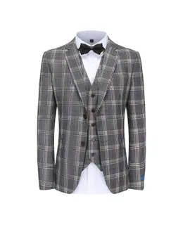 Suit Tres Piezas de Prendas de Punto a Cuadros Slim Fit para Hombre
