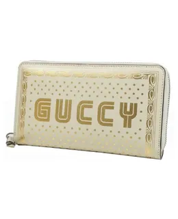 Cartera de Cuero Gucci Sega Guccy Stars White Moon Oro con Cremallera