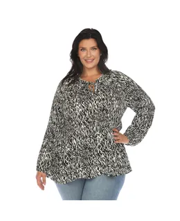 Blusa de Campesina Estampada de Talla Grande