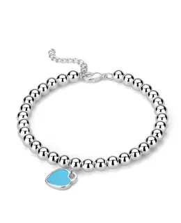 Brazalete de Corazón con Encanto de Cuentas