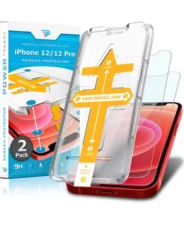 Protector de Pantalla Power Theory para iPhone 12/iPhone 12 Pro [Paquete de 2] con Kit de Instalación Fácil [Vidrio Templado Premium]