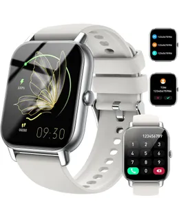 Reloj Inteligente, Reloj Inteligente HD de 1.85" para Hombres y Mujeres, Rastreadores de Actividad para iOS/Android-P66D (Plateado)