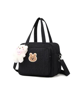 Bolsa Tote para Diaper Bag, Bolsa de Cambio para Bebé, Bolsa de Transporte para Diaper Bag, Bolsa de Cambio para Bebé con Cremallera y Asa-Negro