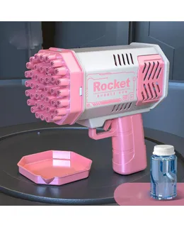 Arma de burbujas de 69 agujeros bazooka juguete de mano para niños máquina de burbujas iluminada ametralladora sobredimensionada totalmente automática para exteriores juguete de verano regalo para niños máquina de burbujas púrpura-40 agujeros polvo de chica (pilas no incluidas)