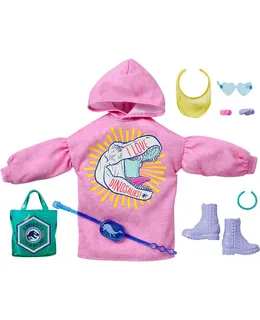 Paquete de Moda de Barbie Fashions - Sudadera Rosa con Dinosaurio - Inspirado en la Marca Roxy