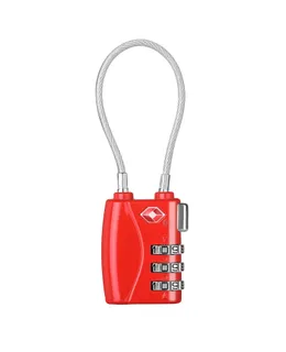 Cerraduras de Equipaje Aprobadas TSA ZHEGE, Cerradura de Cable de 3 Dígitos para Equipaje de Viaje, Maleta, Casilleros de Gimnasio (Rojo)