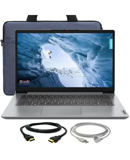 Lenovo Ideapad 1 14" Portátil, 4GB Memoria, 128GB eMMC (Gris Nube) + Funda, Cables