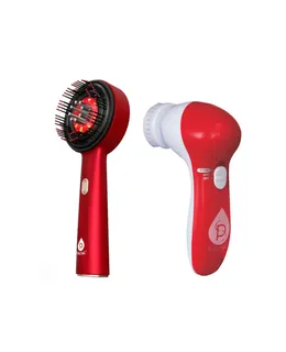 Pincel de Terapia de Cuero Cabelludo y Cabello LED de Luz Roja & Limpiador Facial Avanzado