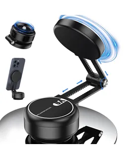 Soporte magnético de succión eléctrico para teléfono, Soporte de succión ajustable para teléfono para coche, Soporte magnético inteligente doble cara plegable, Soporte magnético de coche para teléfono para todos los tipos de teléfono (Negro)