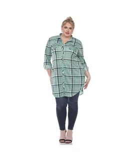 Top de Túnica a Cuadros de Talla Plus