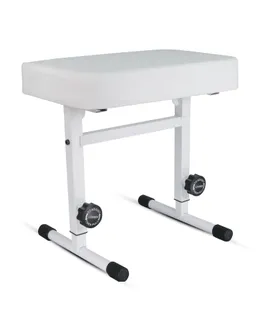 Taburete de piano estilo T con cojín grueso acolchado blanco | Asiento ajustable en altura de 17 a 22 pulgadas | Silla de teclado (cuero PU)