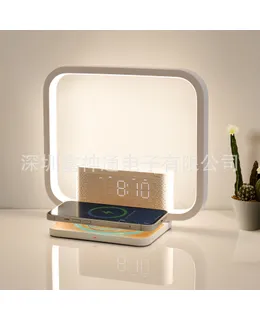 Despertador de alarma dual con lámpara de mesa de noche con estación de carga inalámbrica rápida para iPhone/Samsung, lámpara de mesa con luz de despertar con Snooze/Timer/10 sonidos naturales/3 luces atenuables para dormitorio-AJ310