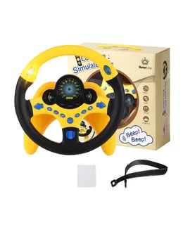 Rueda de juguete para niños de BETTERLINE, simulación de conducir con luces y sonidos, juguete de conducir para niños, juguetes interactivos para niños-Amarillo