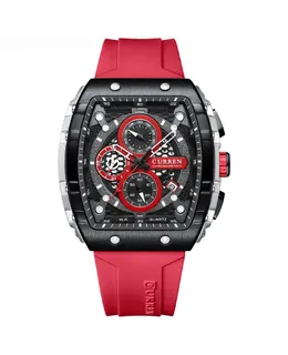 Reloj de Pulsera Cuarzo para Hombre de Seis Manos con Correa de Silicona (Rojo)