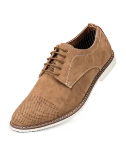 Zapatos Oxford Casual de Ante para Hombre Mio Marino-Beige Desvanecido-8.5