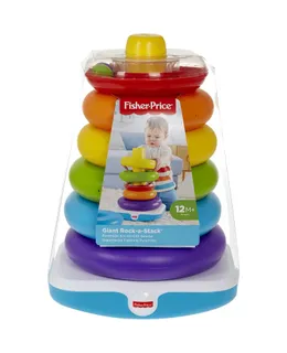 Fisher-Price Giant Rock-a-Stack, 14-inch Alto Juguete Apilable con 6 Anillos Coloridos para Bebé