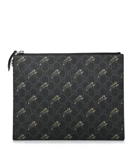 Bolso de mano con estampado de tigre Gucci Black GG Supreme Monogram