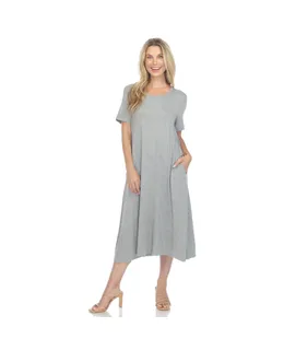 Vestido de Manga Corta Midi para Mujer