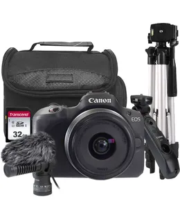 Cámara sin espejo Canon EOS R100 y lente Canon RF-S 18-45 Kit para creadores de contenido