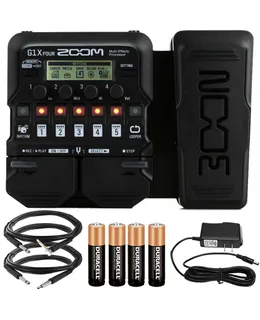 Procesador de Efectos Multi para Guitarra G1X Cuatro con Pedal de Expresión Integrado + Cable Pig Hog 10ft 1/4" TRS - 1/4" TRS + Cable de Instrumento Pig Hog 10ft 1/4" a 1/4" Conector Derecho a Recto PH10R + Fuente de Alimentación Pig Hog PP9V 9V DC
