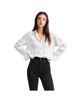 Blusa de Chiffn Shirred Belle & Bloom para Mujer en Crema